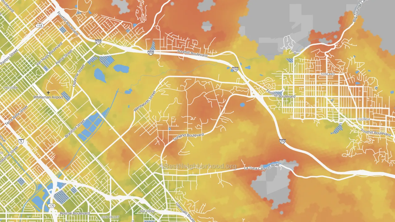 Bike Grade map of Shadow Hills, Sunland, CA