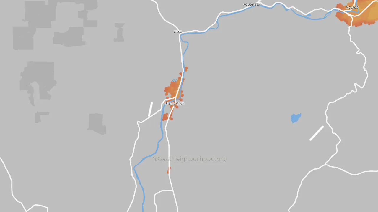 Bike Grade map of Shady Cove, OR