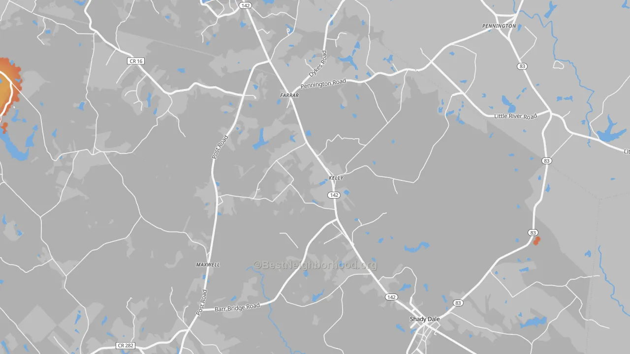 Bike Grade map of Shady Dale, GA