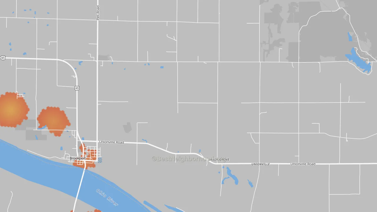 Bike Grade map of Shady Grove, IL