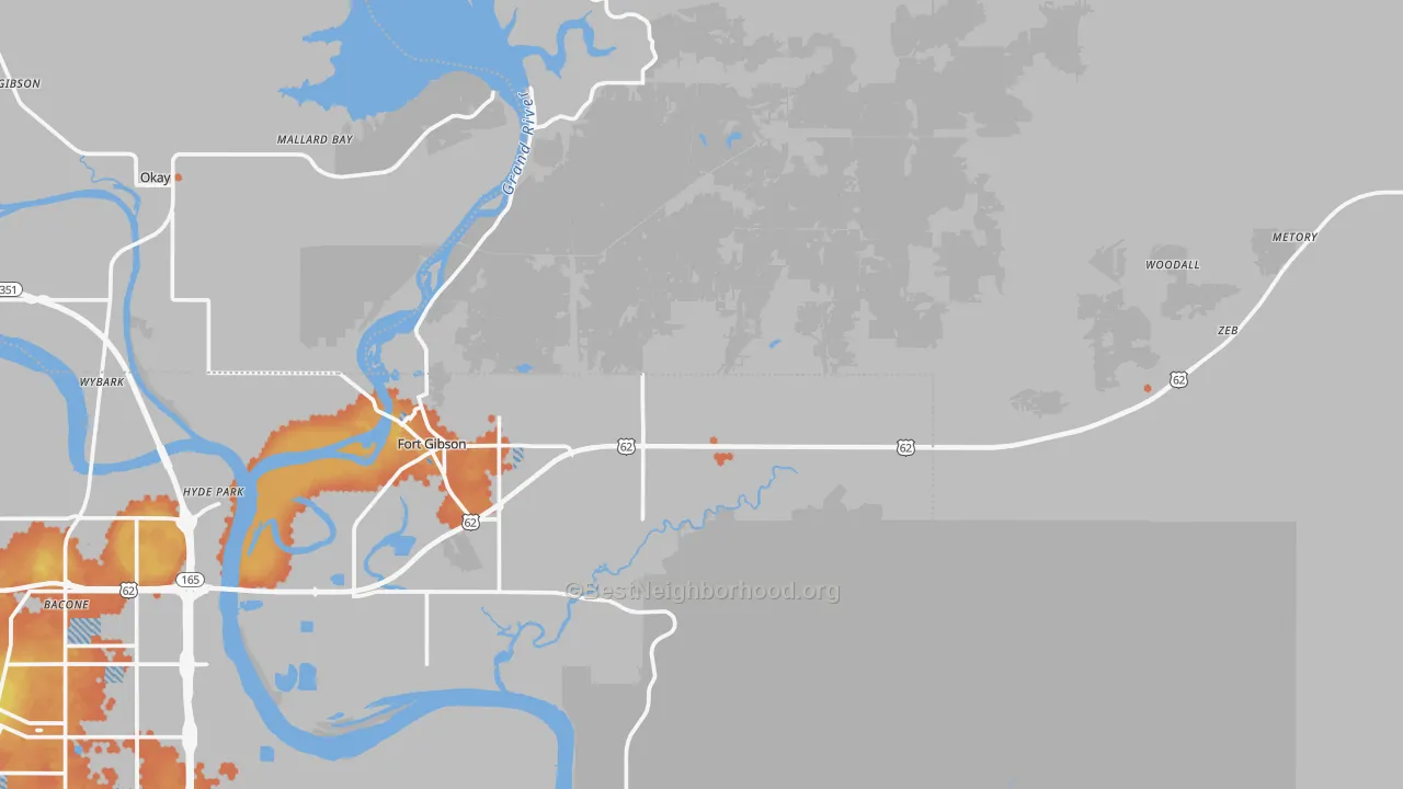 Bike Grade map of Shady Grove, OK