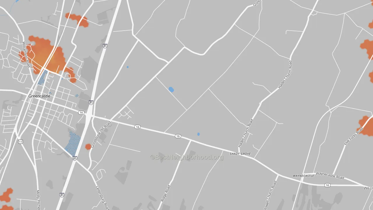 Bike Grade map of Shady Grove, PA