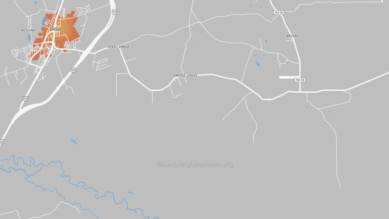 Bike Grade map of Shady Grove, TX