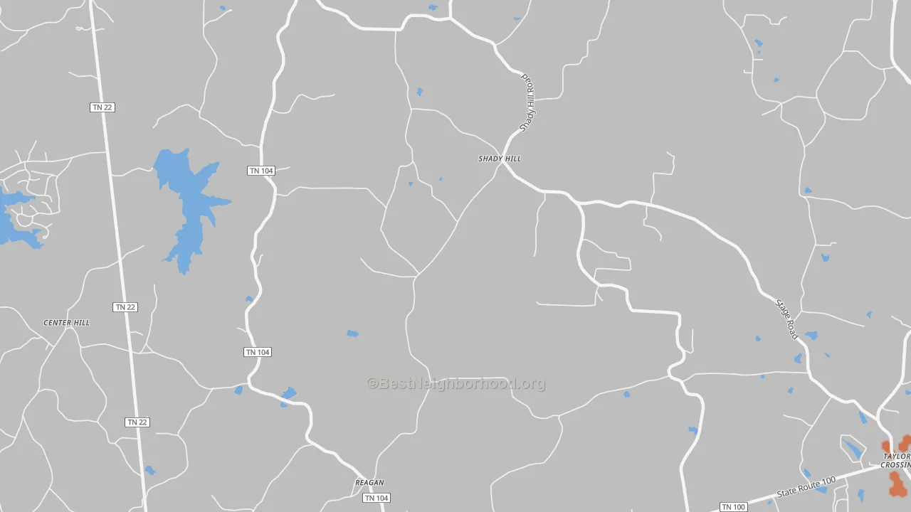 Bike Grade map of Shady Hill, TN