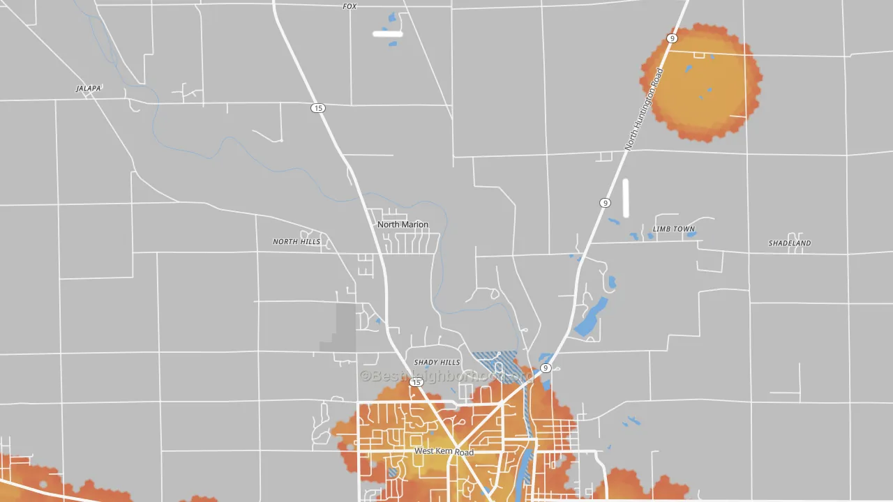 Bike Grade map of Shady Hills, IN