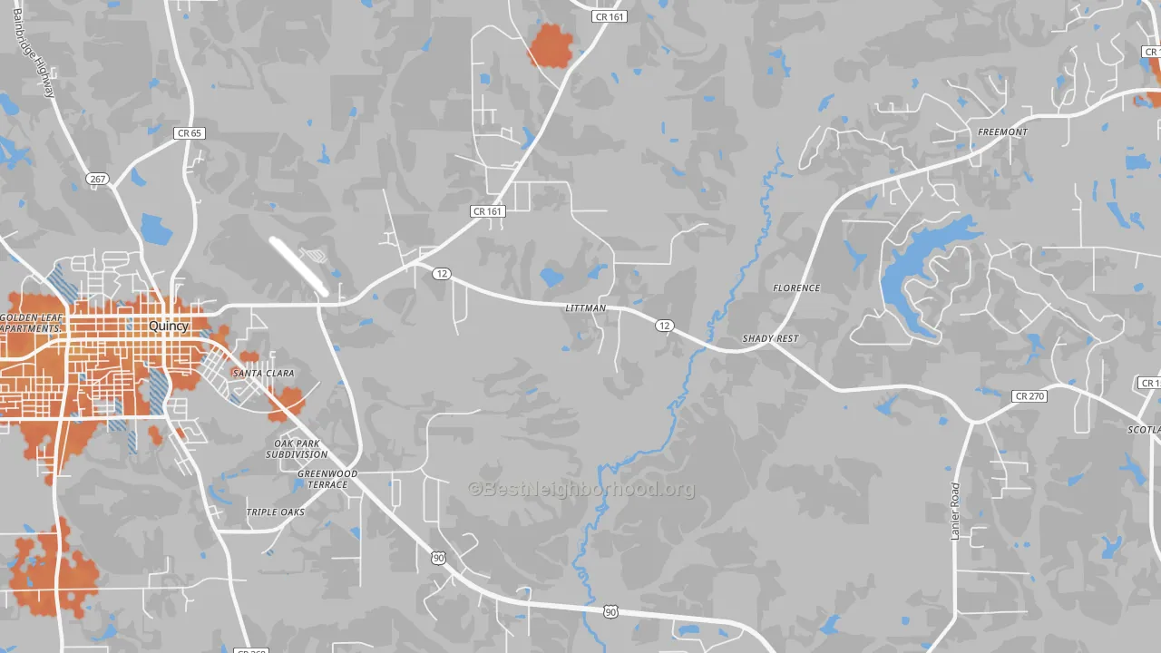 Bike Grade map of Shady Rest, FL