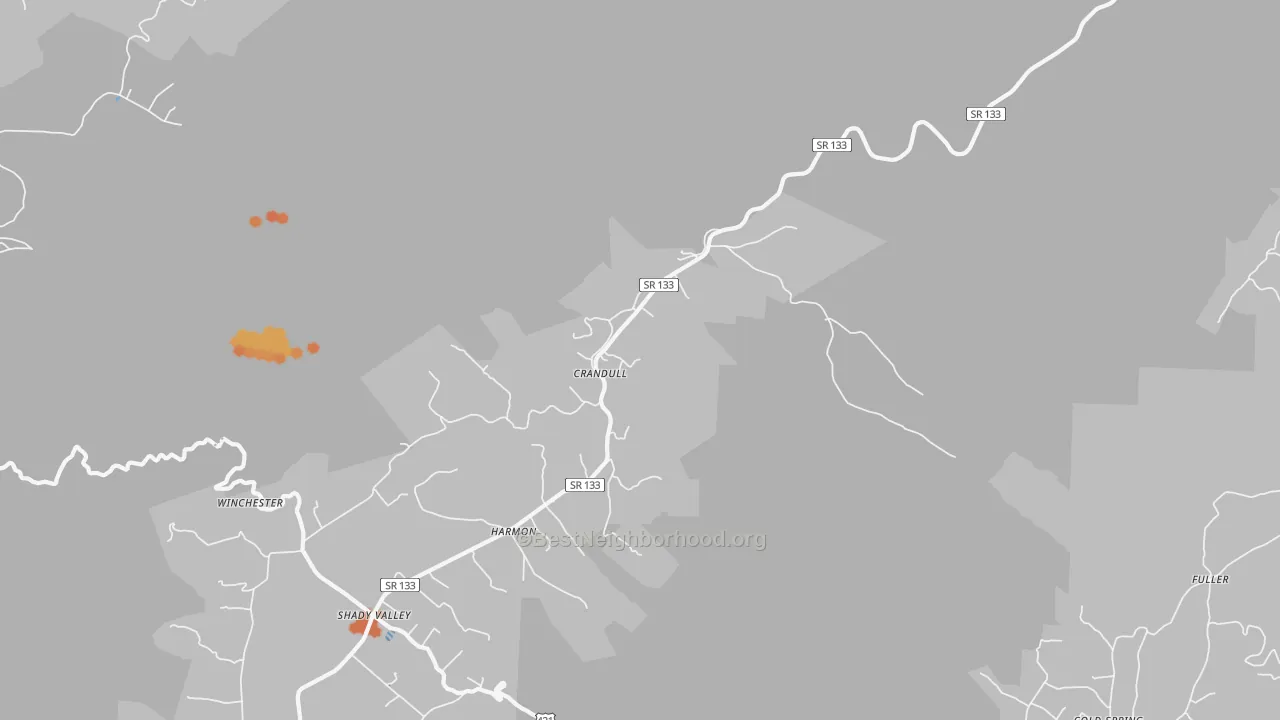 Bike Grade map of Shady Valley, TN