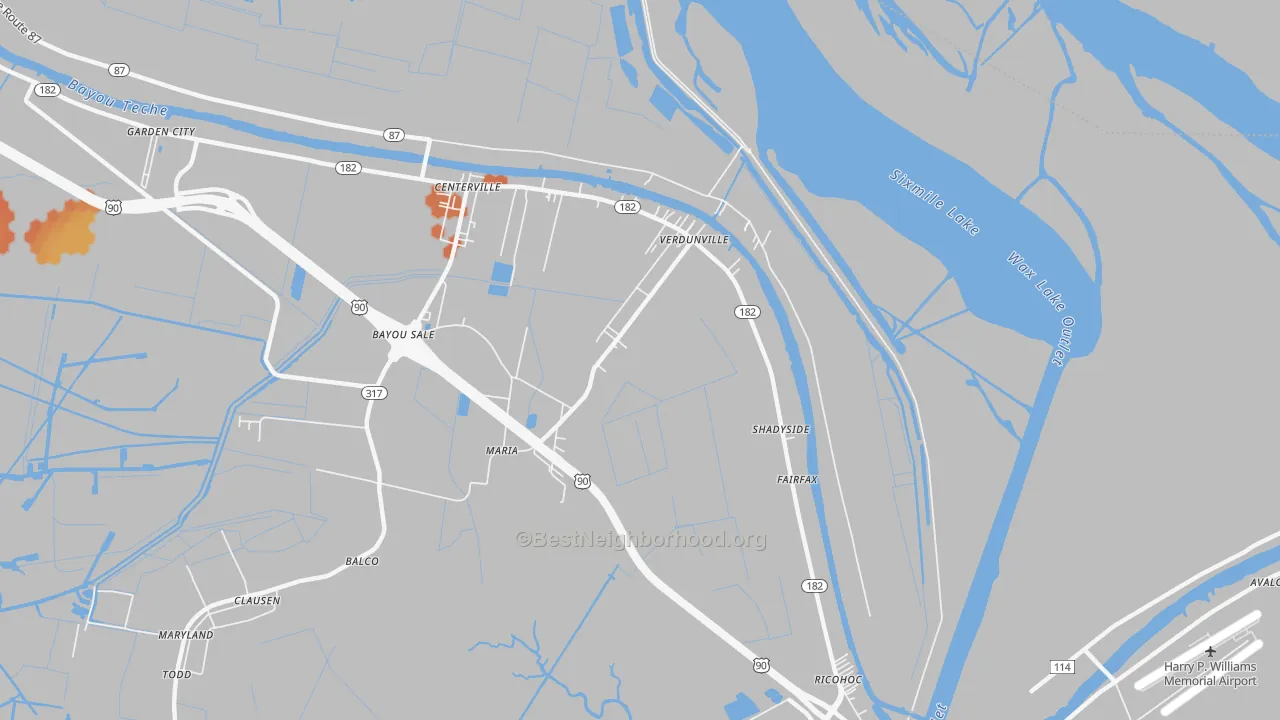 Bike Grade map of Shadyside, LA