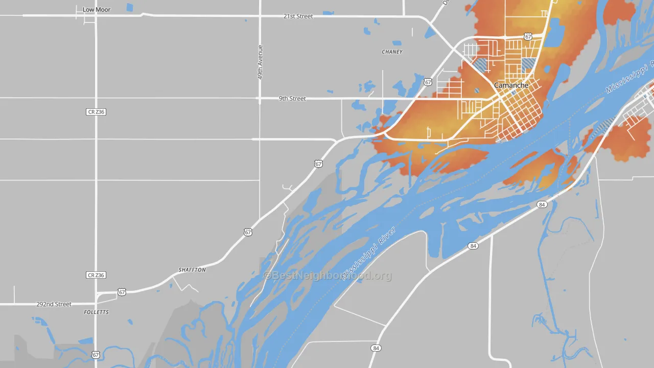 Bike Grade map of Shaffton, IA