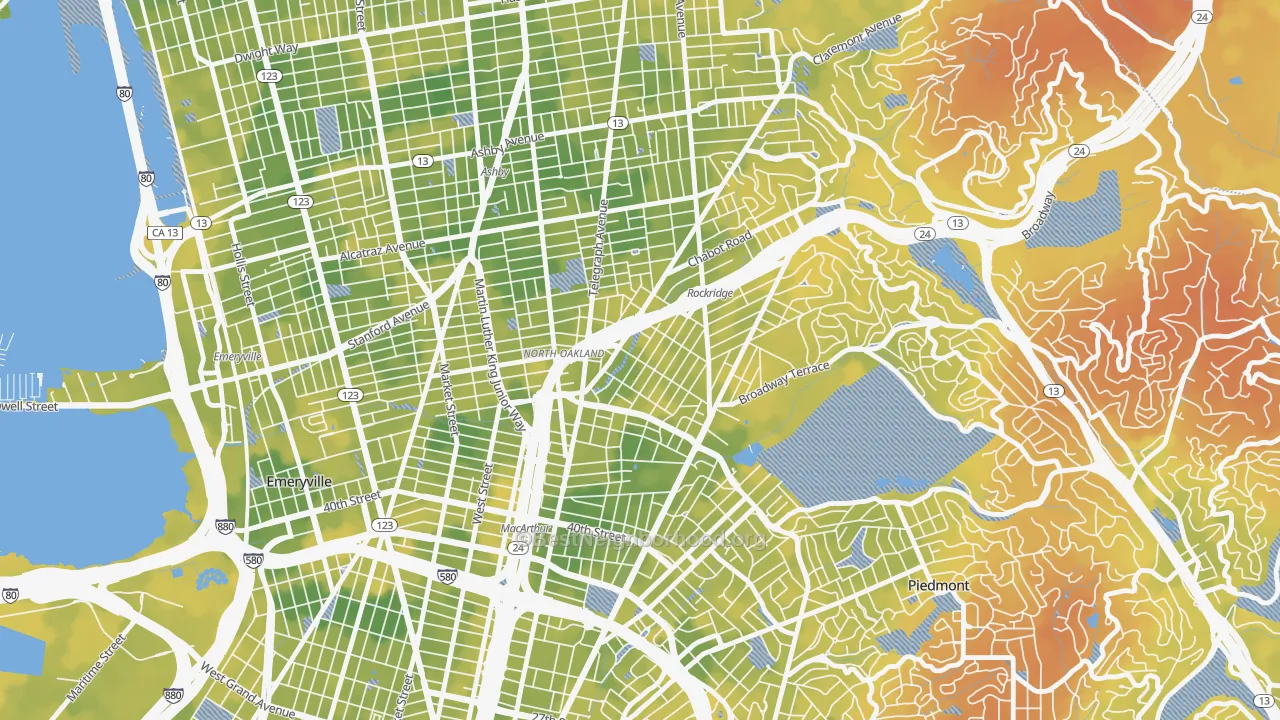Bike Grade map of Shafter, Oakland, CA