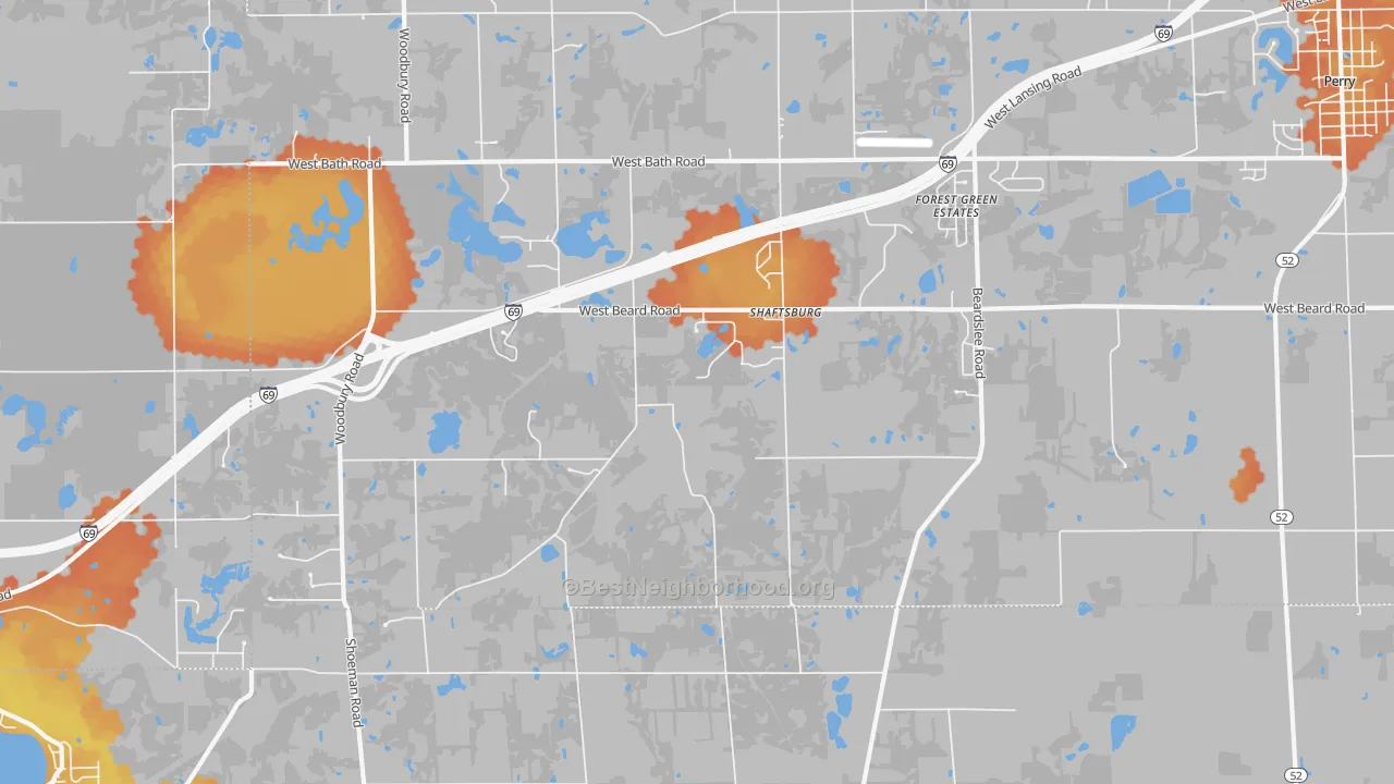 Bike Grade map of Shaftsburg, MI