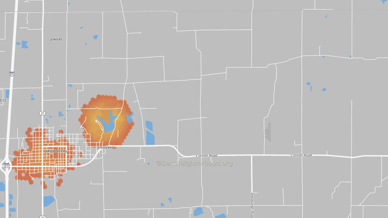 Bike Grade map of Shakerag, IL