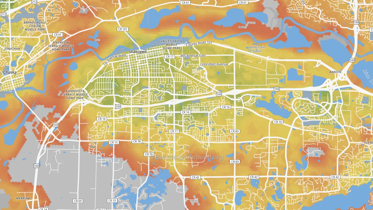 Bike Grade map of Shakopee, MN