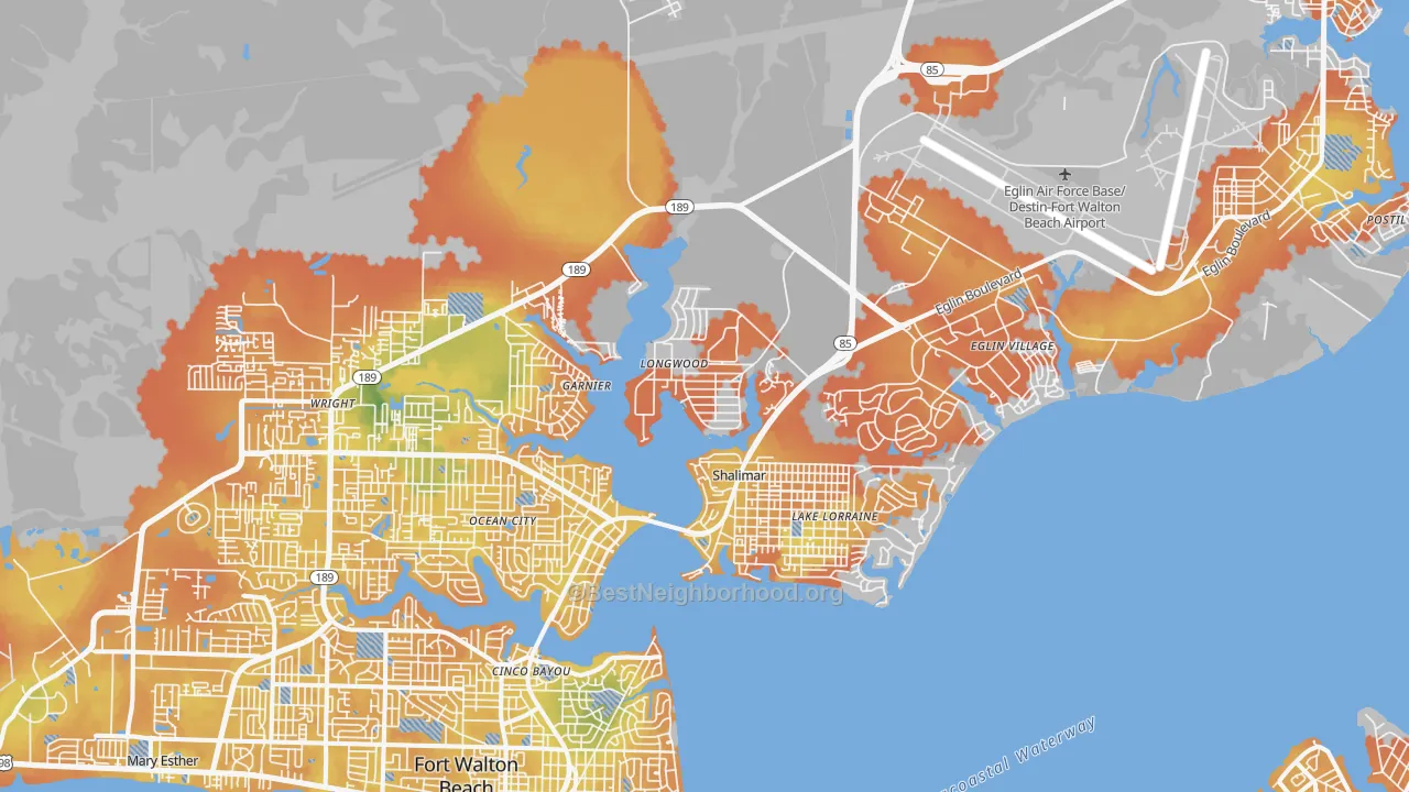 Bike Grade map of Shalimar, FL