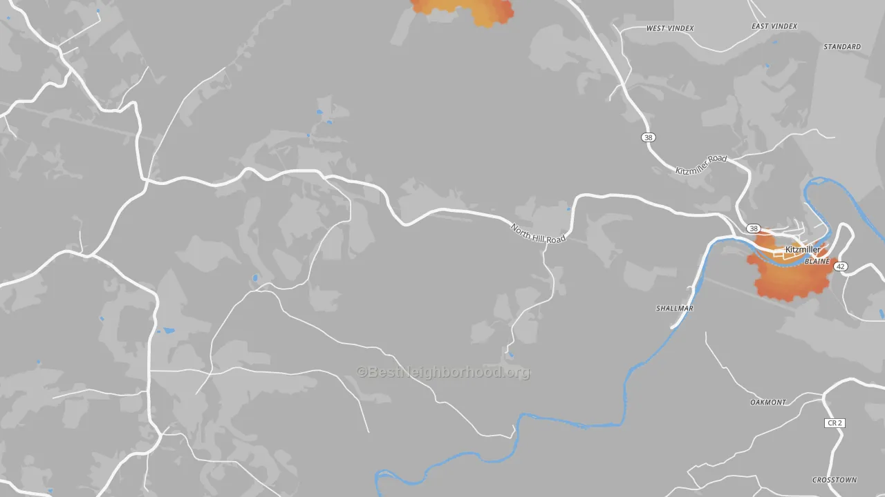 Bike Grade map of Shallmar, MD