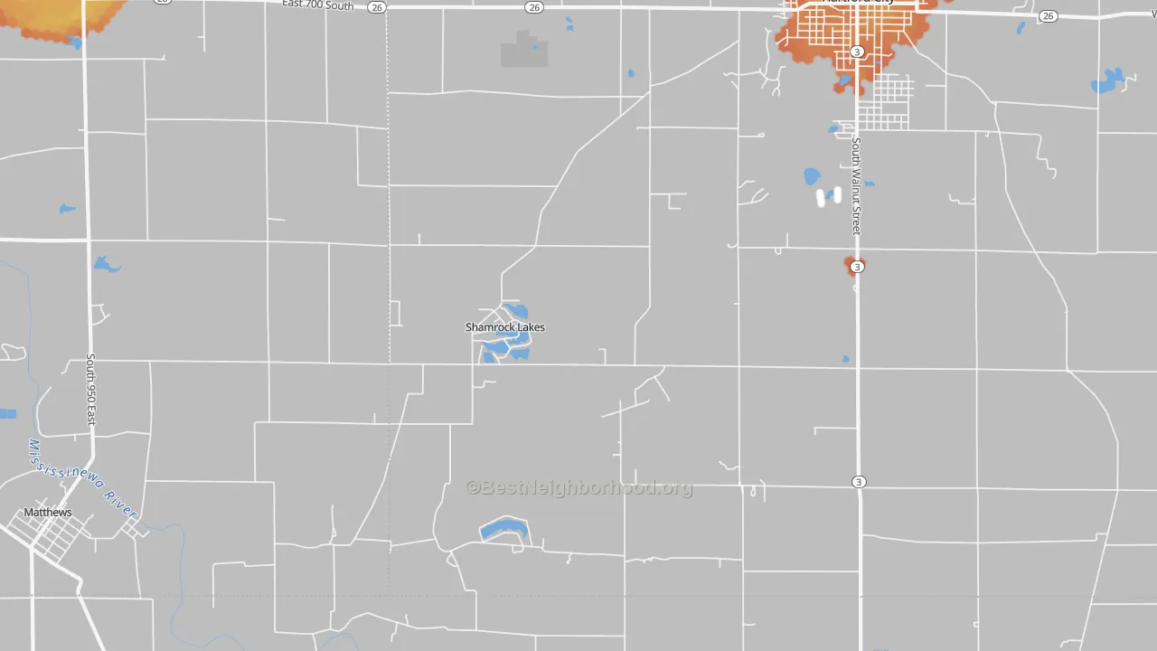 Bike Grade map of Shamrock Lakes, IN