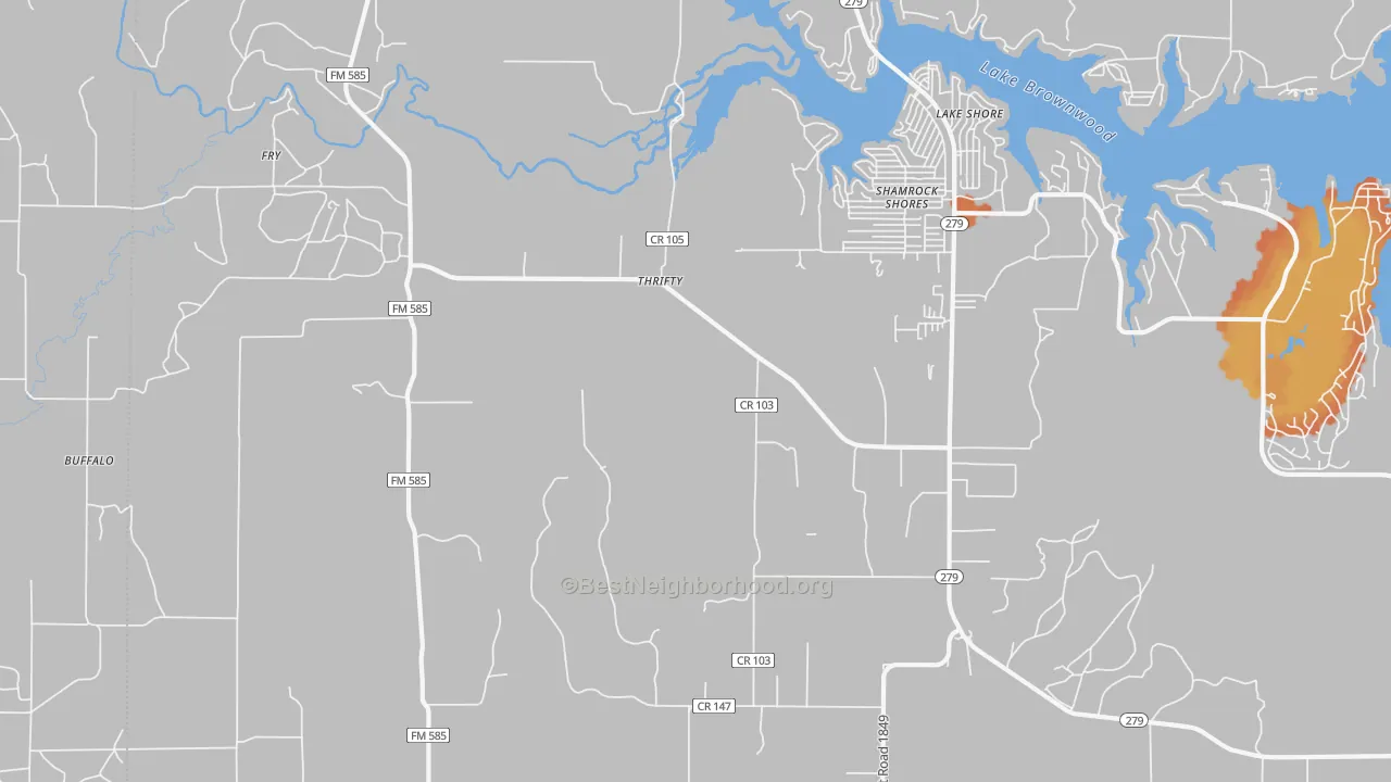 Bike Grade map of Shamrock Shores, TX