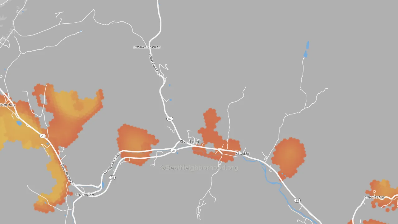 Bike Grade map of Shandaken, NY