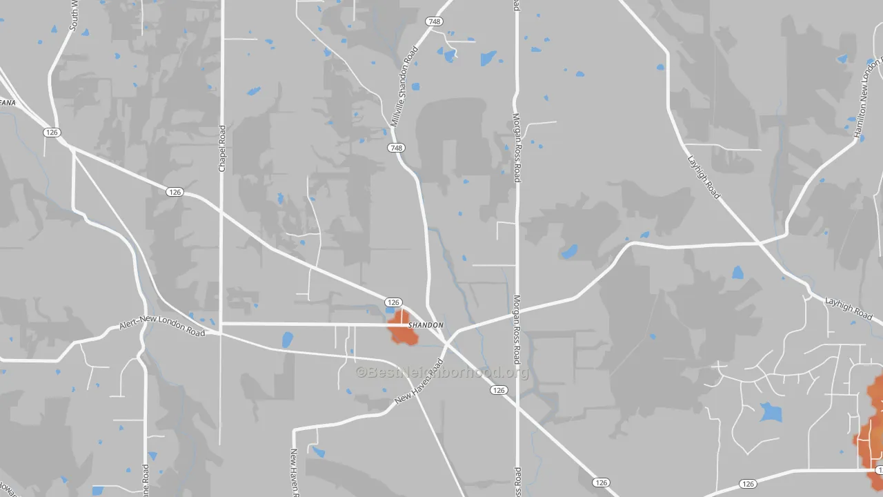Bike Grade map of Shandon, OH
