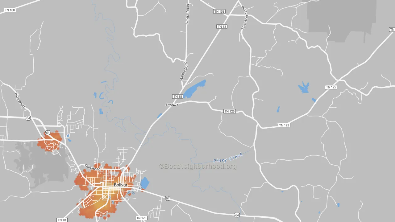 Bike Grade map of Shandy, TN