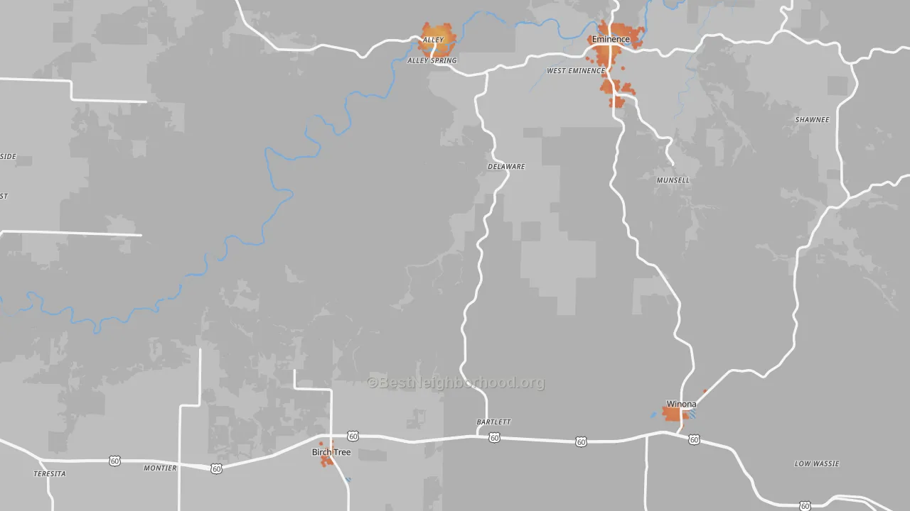 Bike Grade map of Shannon County, MO