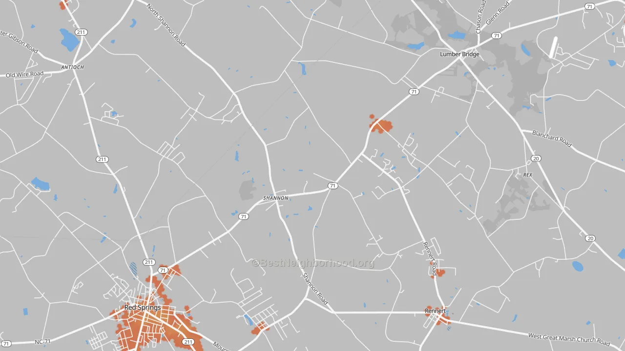 Bike Grade map of Shannon, NC