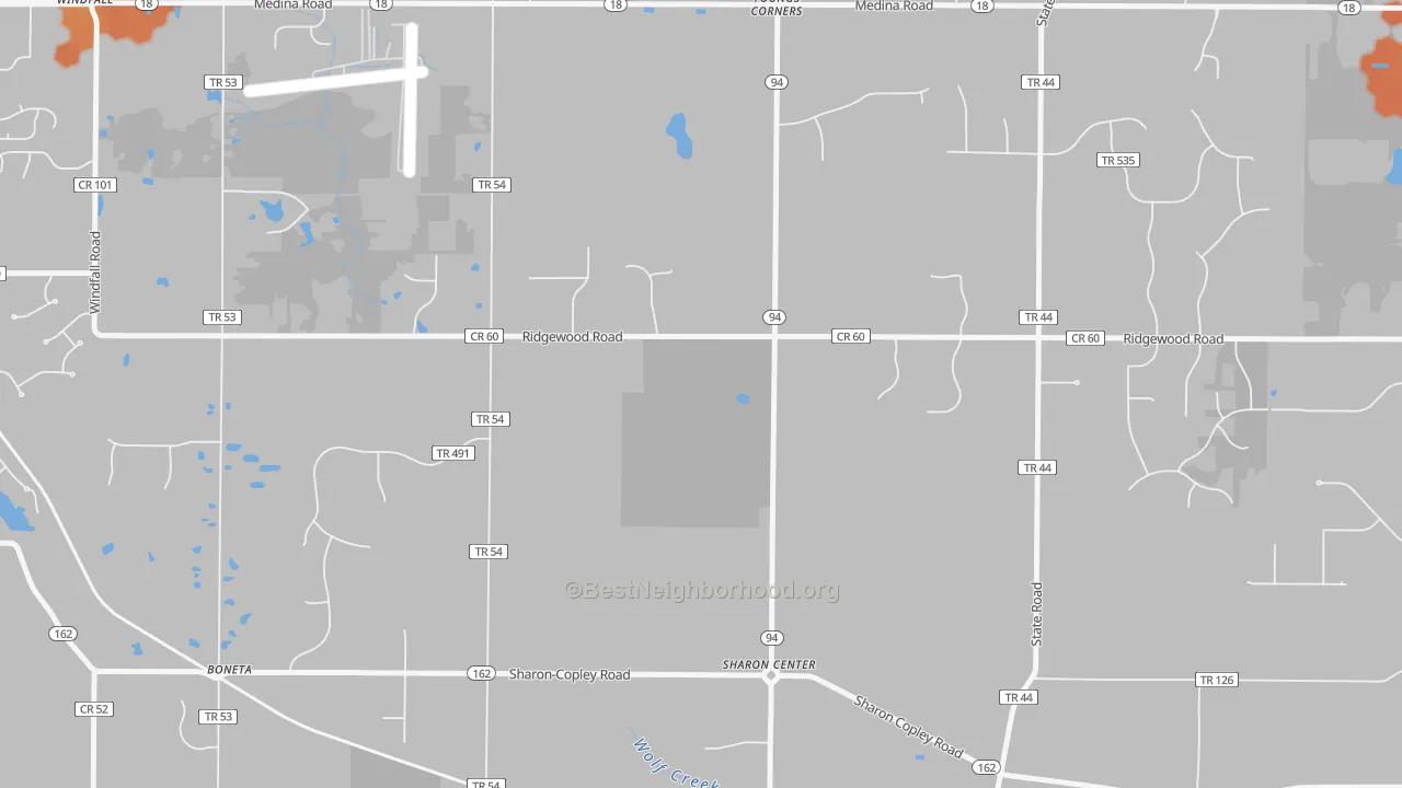 Bike Grade map of Sharon Center, OH