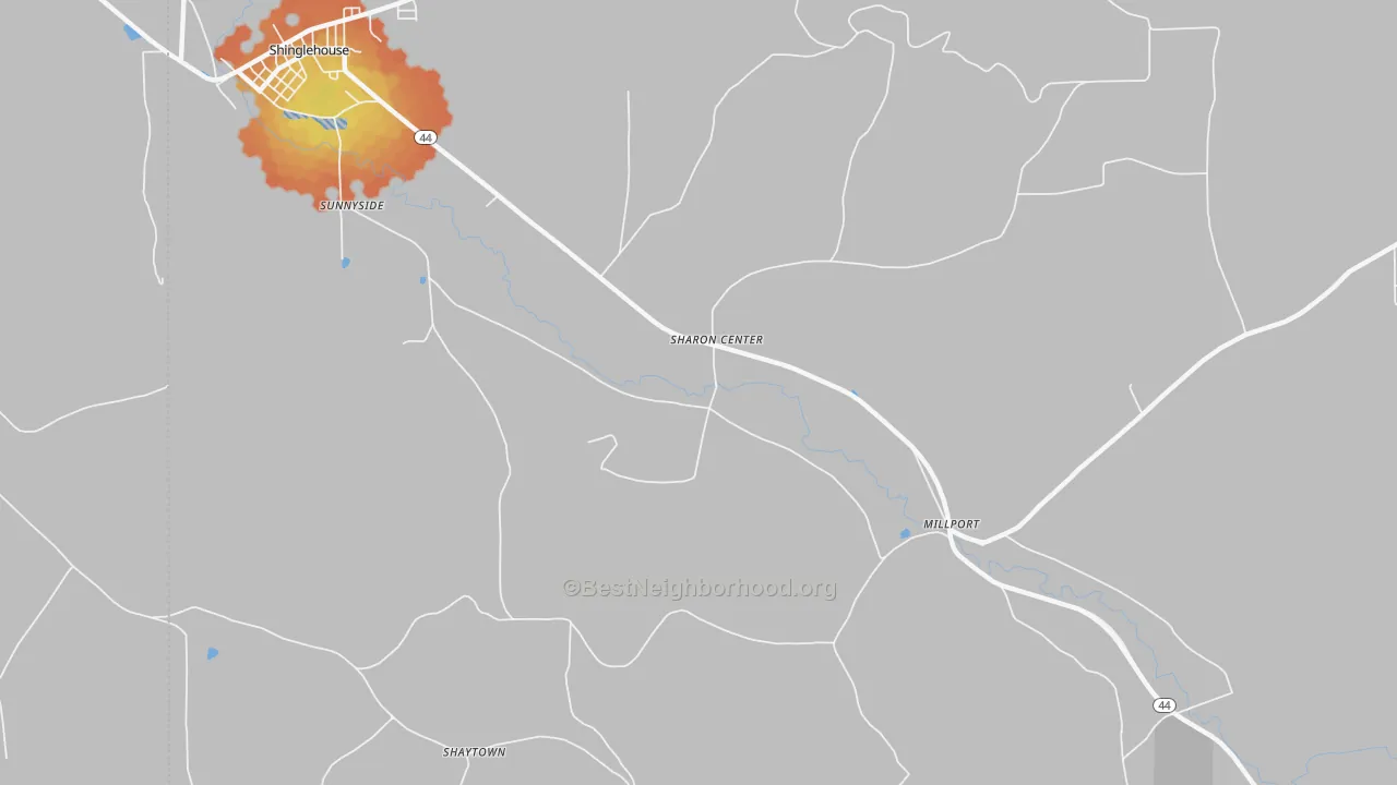 Bike Grade map of Sharon Center, PA