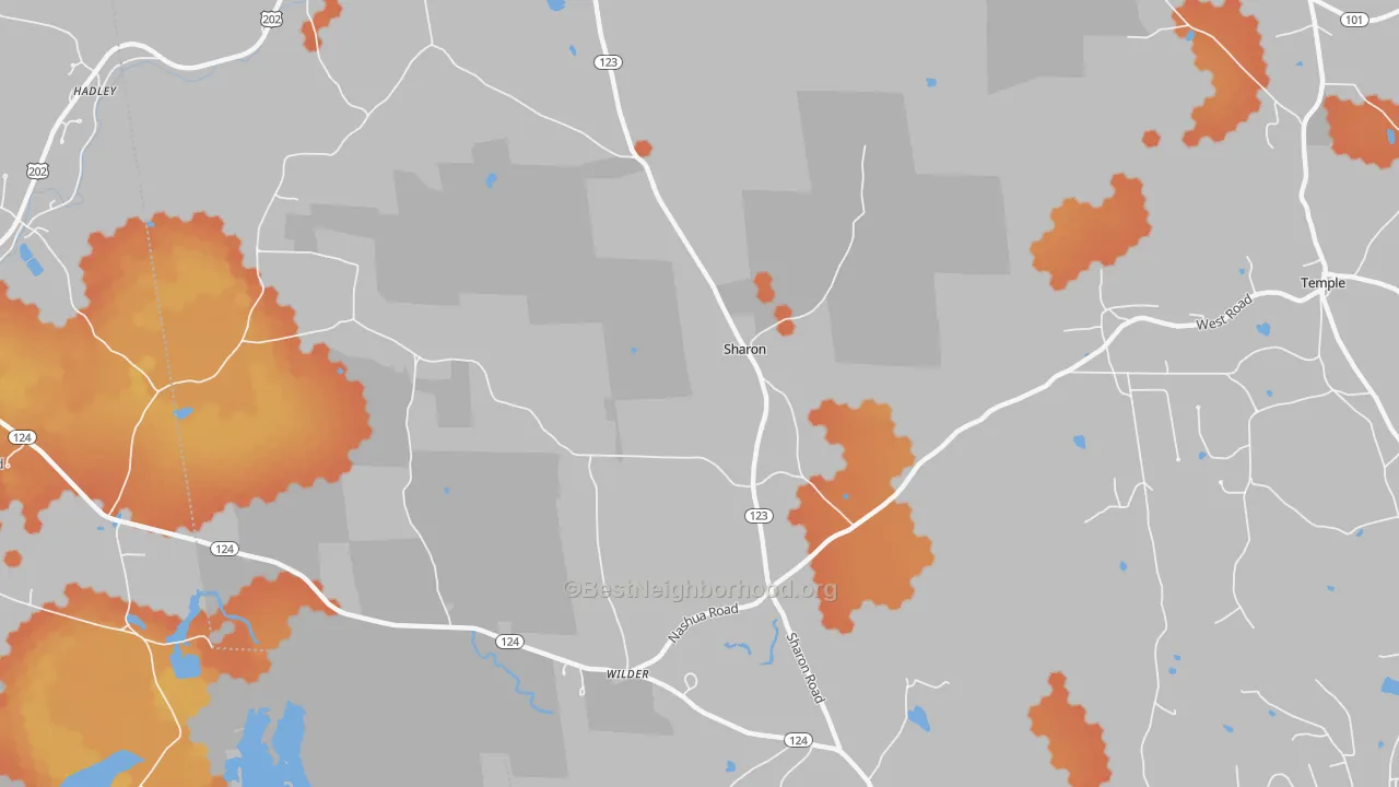 Bike Grade map of Sharon, NH