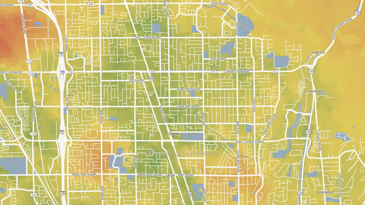 Bike Grade map of Sharon, Orem, UT