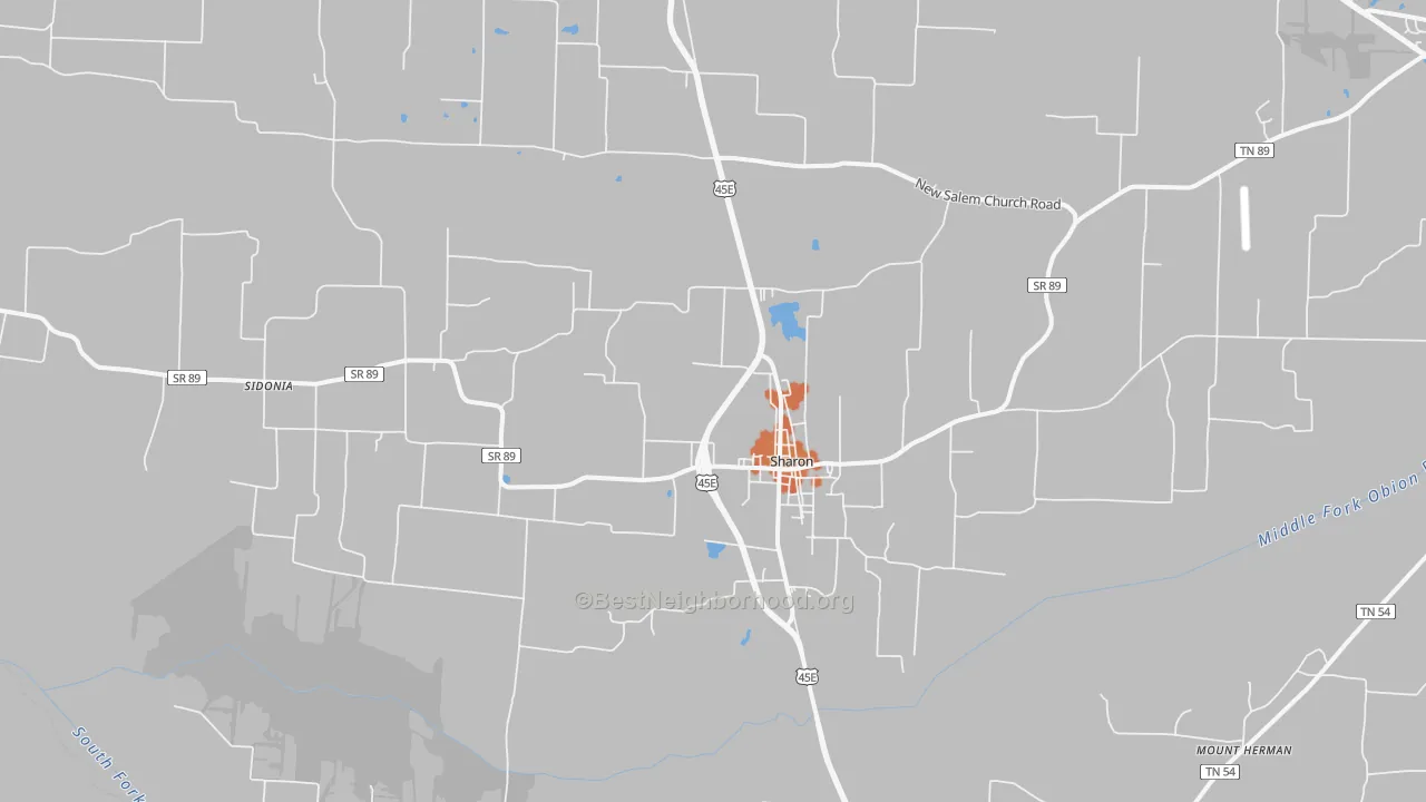 Bike Grade map of Sharon, TN