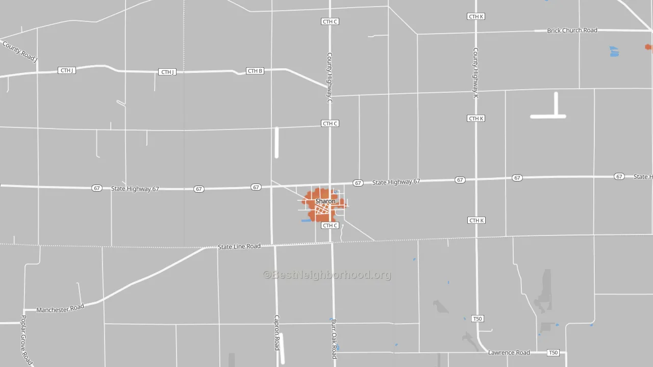 Bike Grade map of Sharon, WI