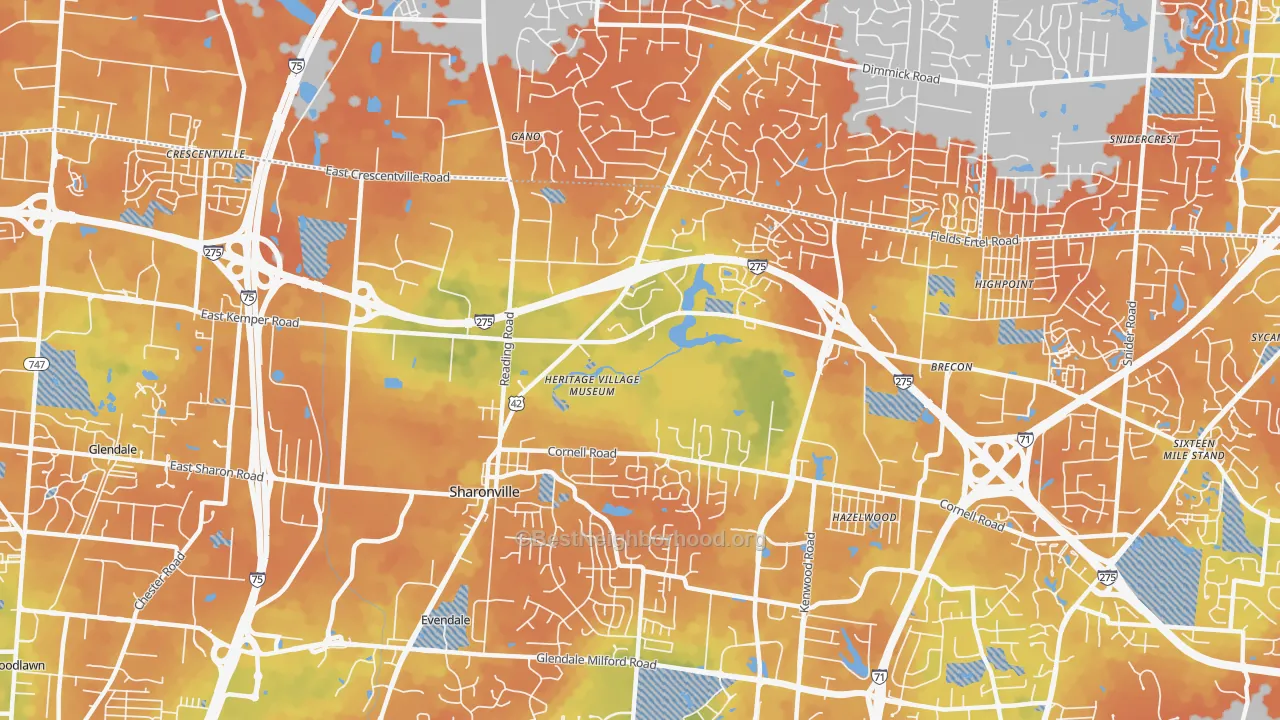 Bike Grade map of Sharonville, OH
