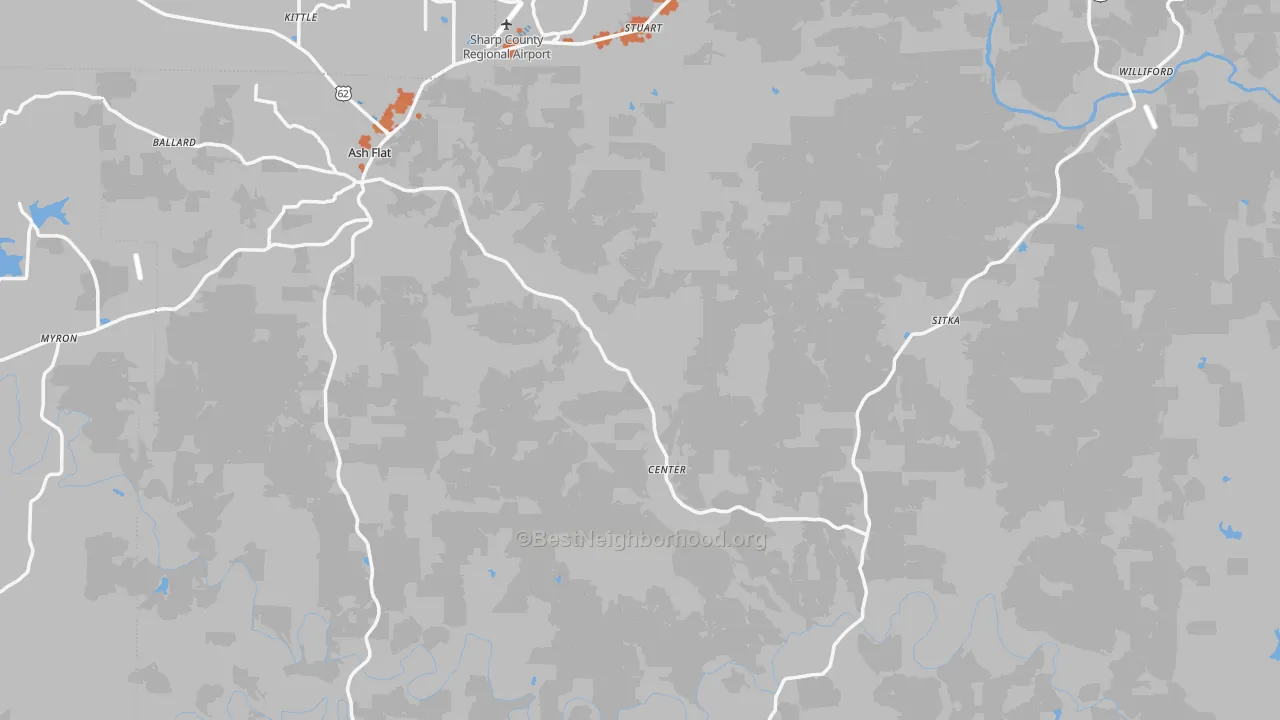 Bike Grade map of Sharp County, AR