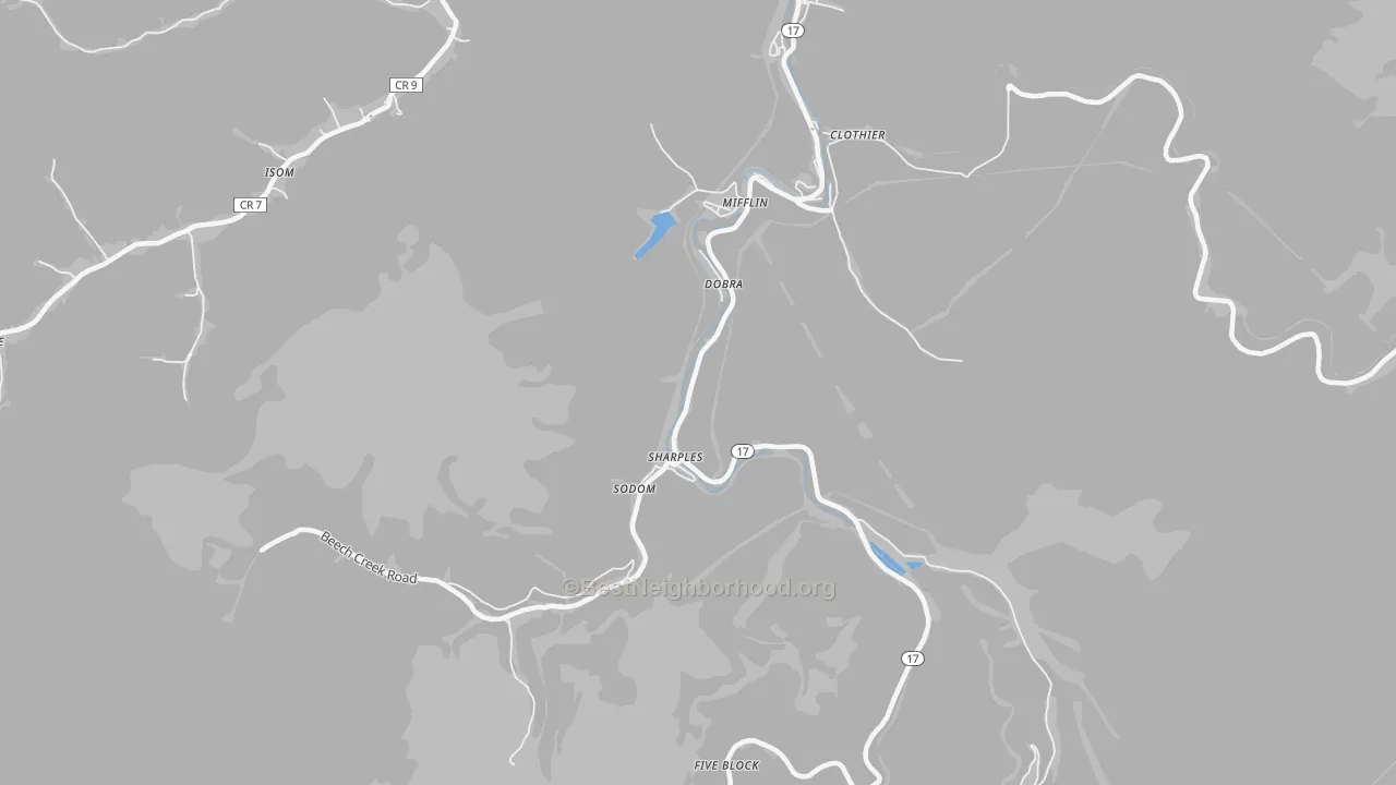 Bike Grade map of Sharples, WV