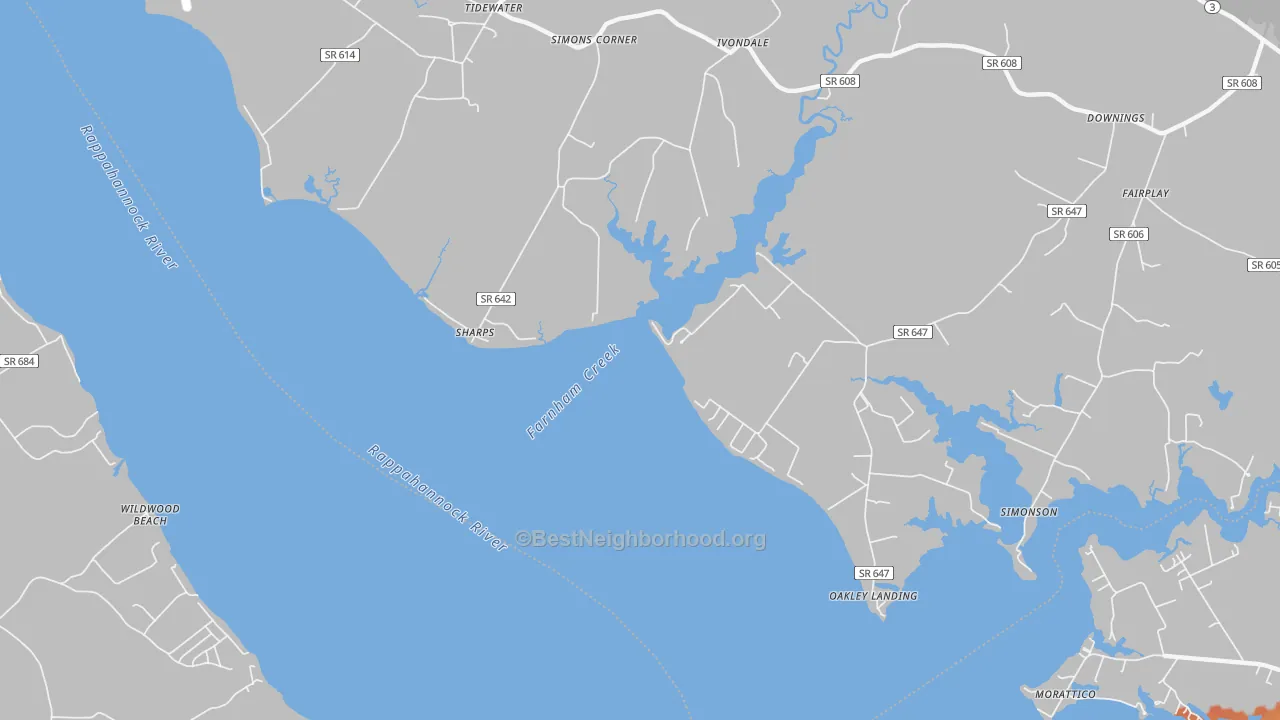 Bike Grade map of Sharps, VA
