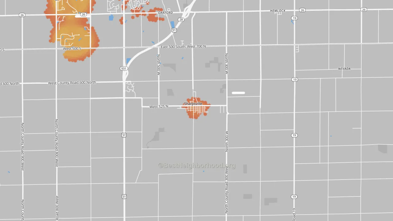 Bike Grade map of Sharpsville, IN