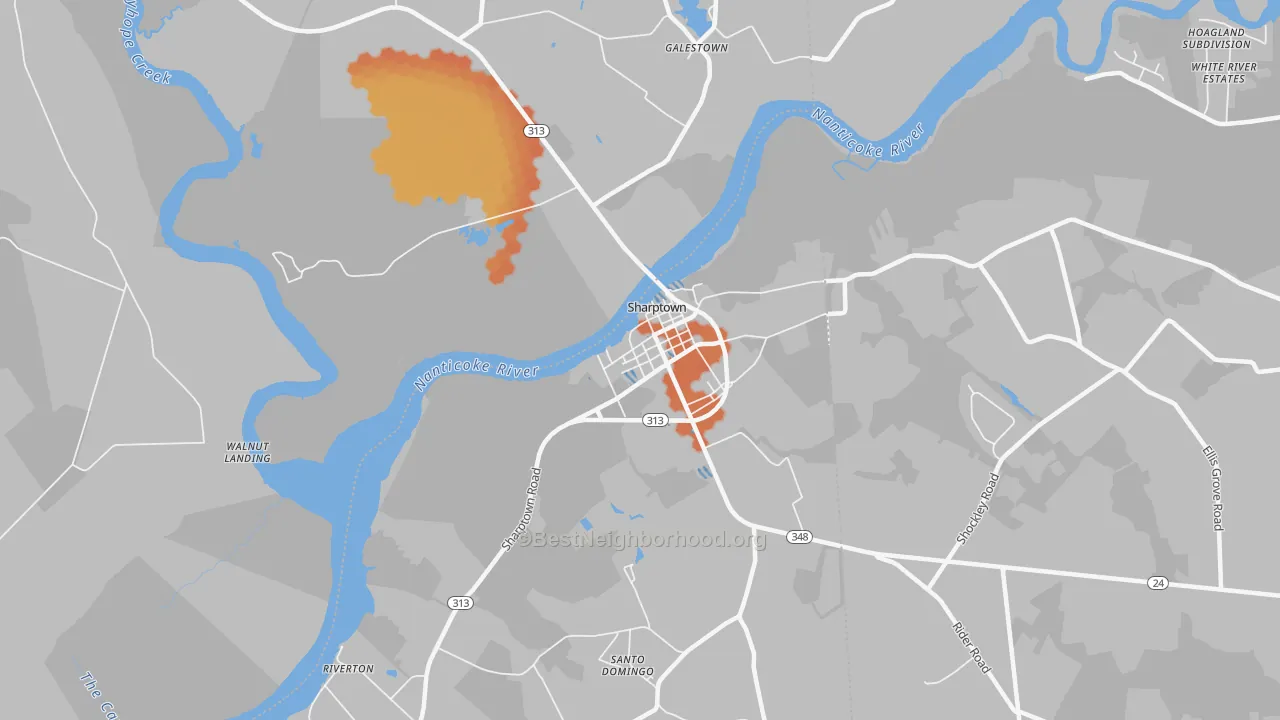 Bike Grade map of Sharptown, MD