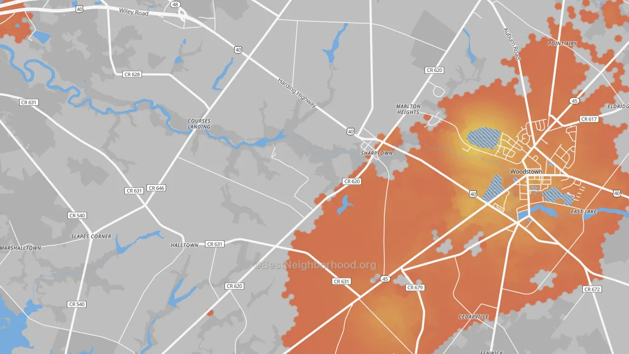 Bike Grade map of Sharptown, NJ