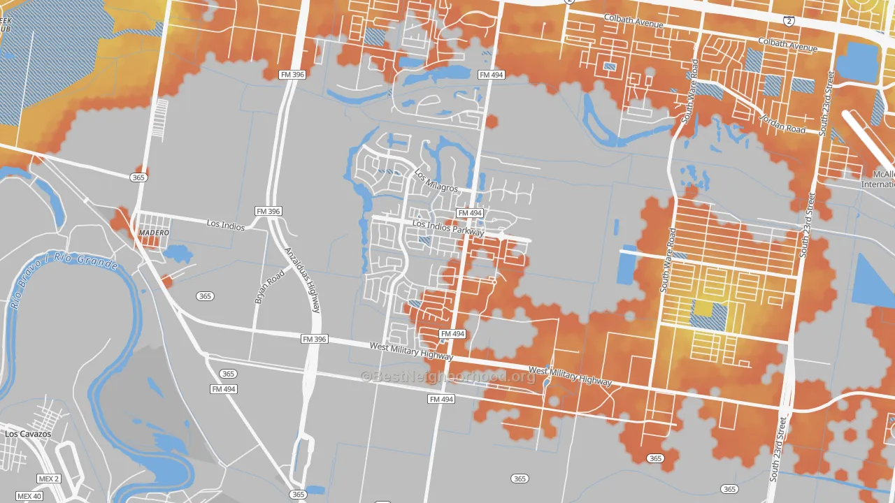 Bike Grade map of Sharyland Plantation, Mission, TX