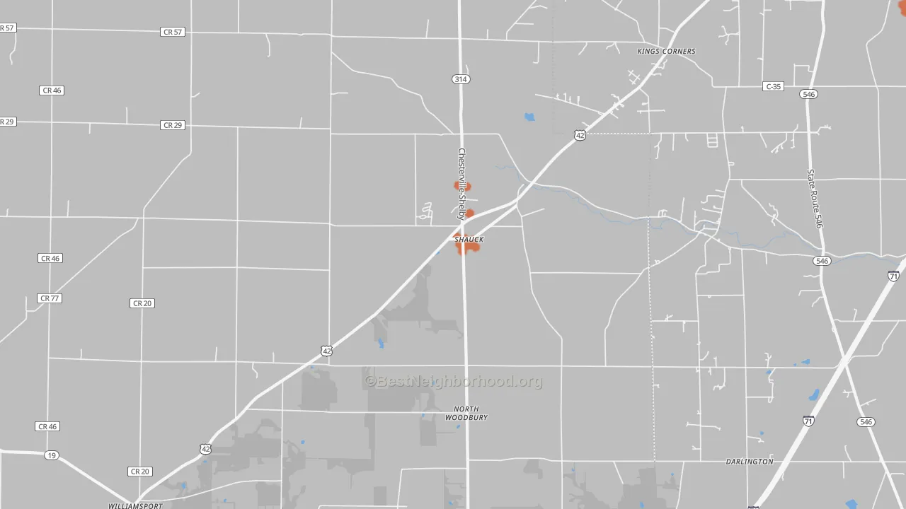 Bike Grade map of Shauck, OH