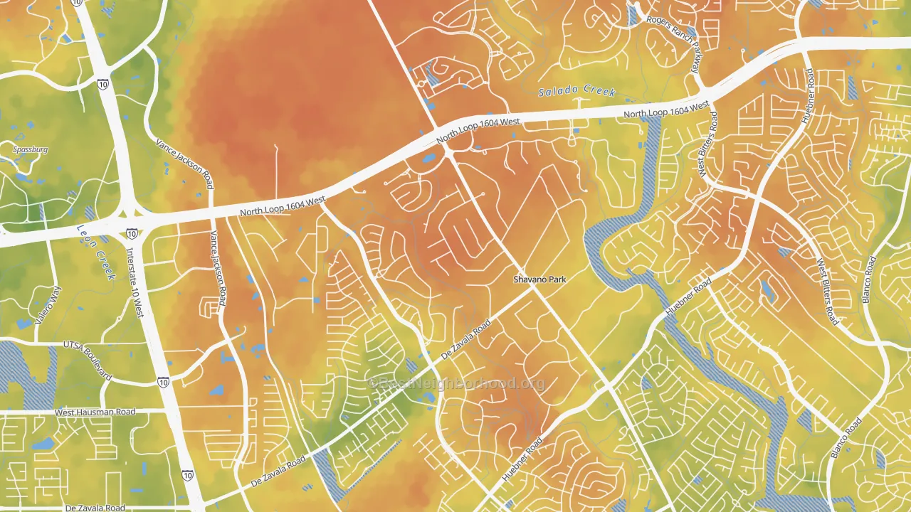 Bike Grade map of Shavano Park, TX