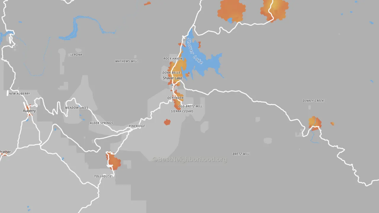 Bike Grade map of Shaver Lake, CA