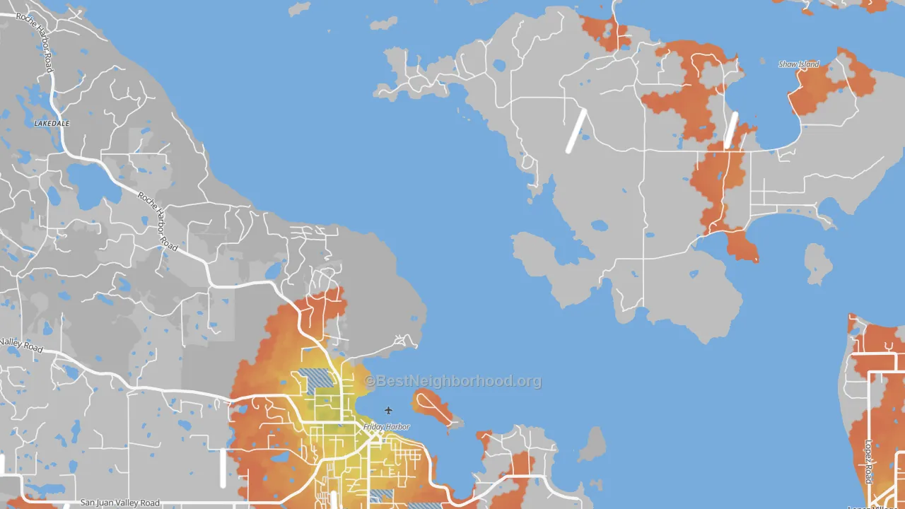 Bike Grade map of Shaw Island, WA