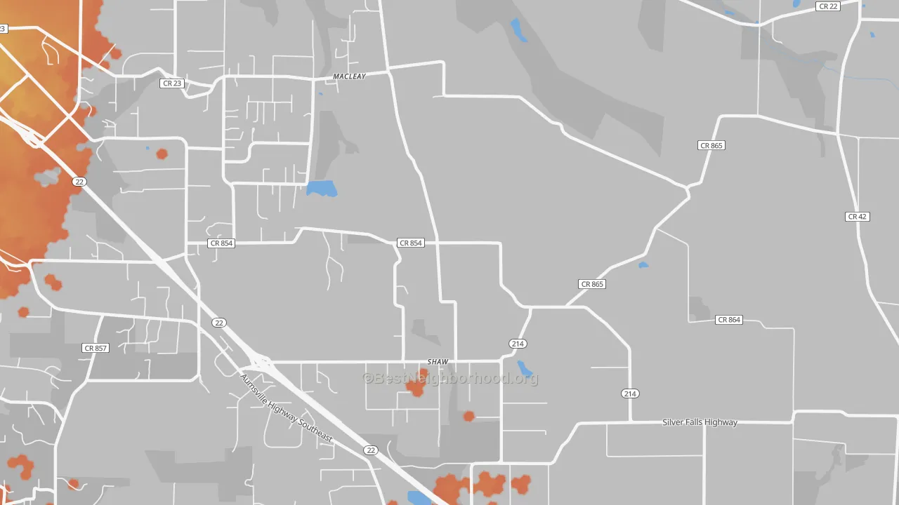 Bike Grade map of Shaw, OR