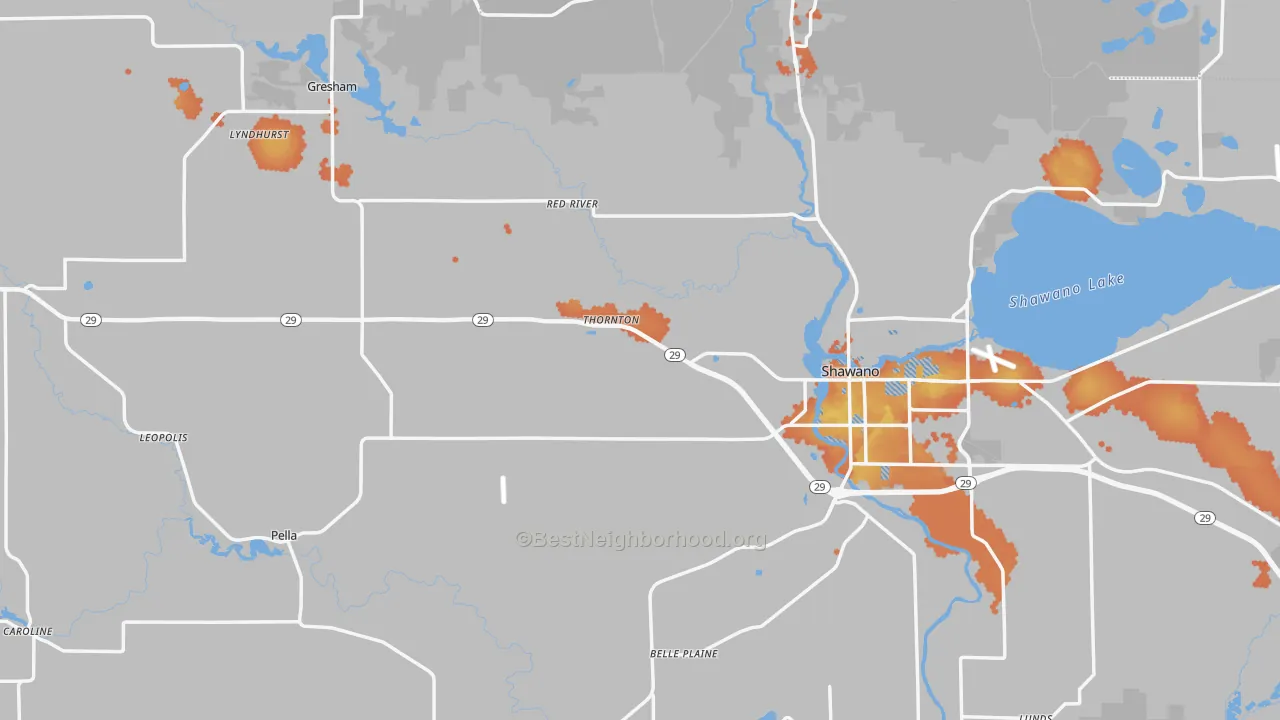 Bike Grade map of Shawano County, WI