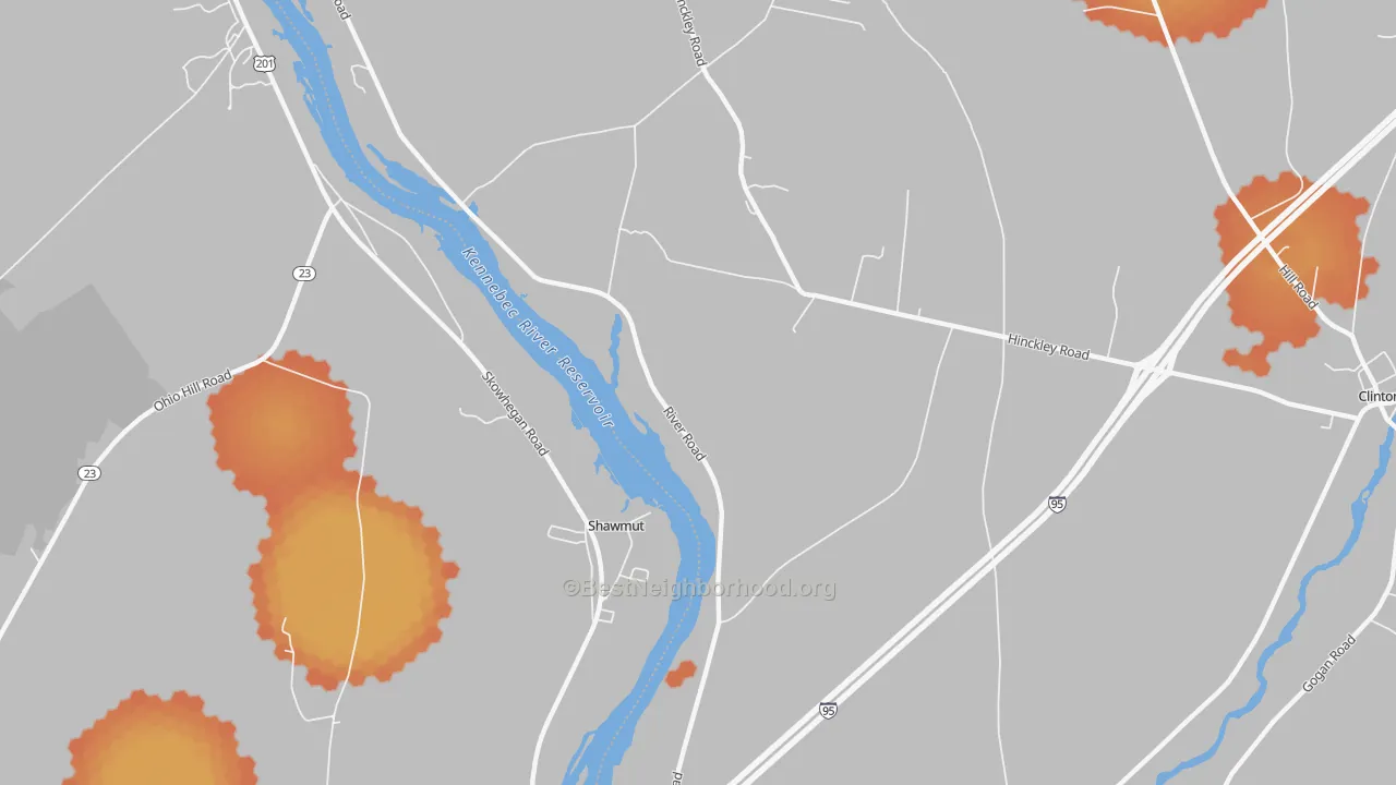 Bike Grade map of Shawmut, ME