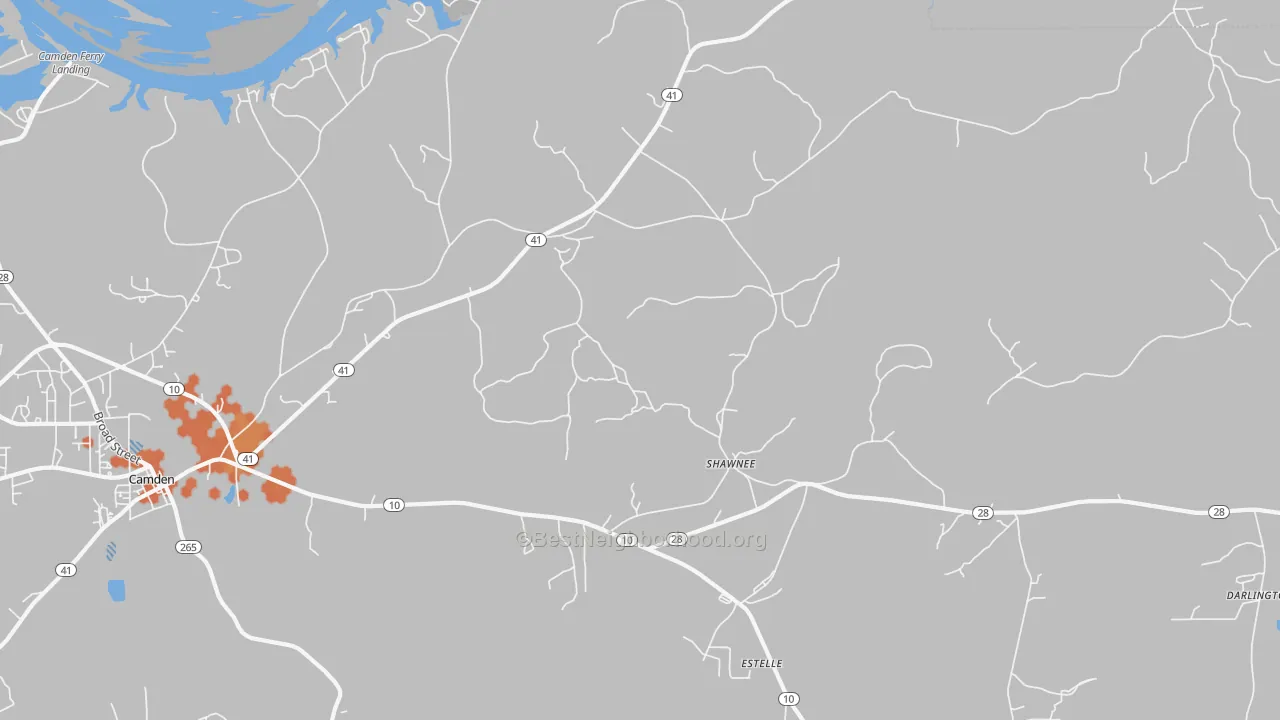 Bike Grade map of Shawnee, AL