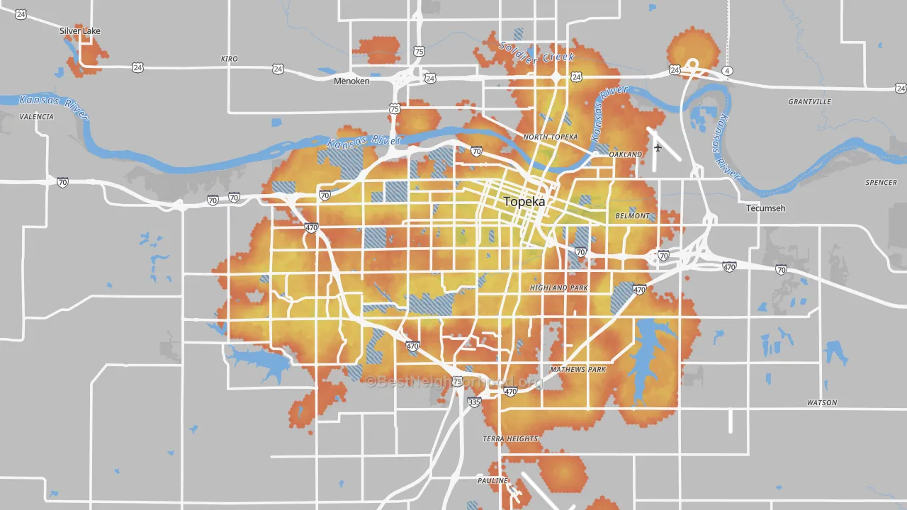 Bike Grade map of Shawnee County, KS