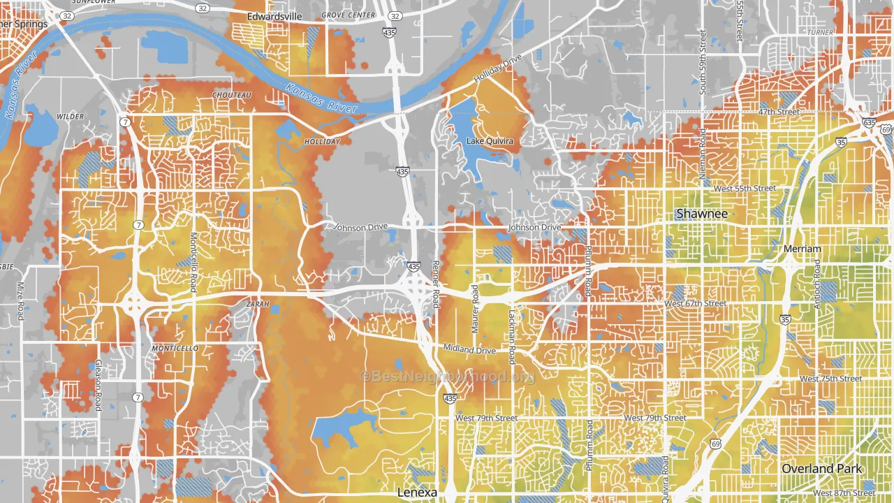Bike Grade map of Shawnee, KS